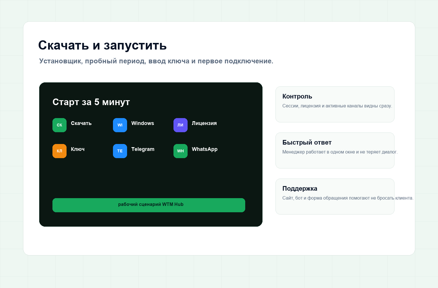 Скачивание, установка и ввод лицензии WTM Hub на Windows